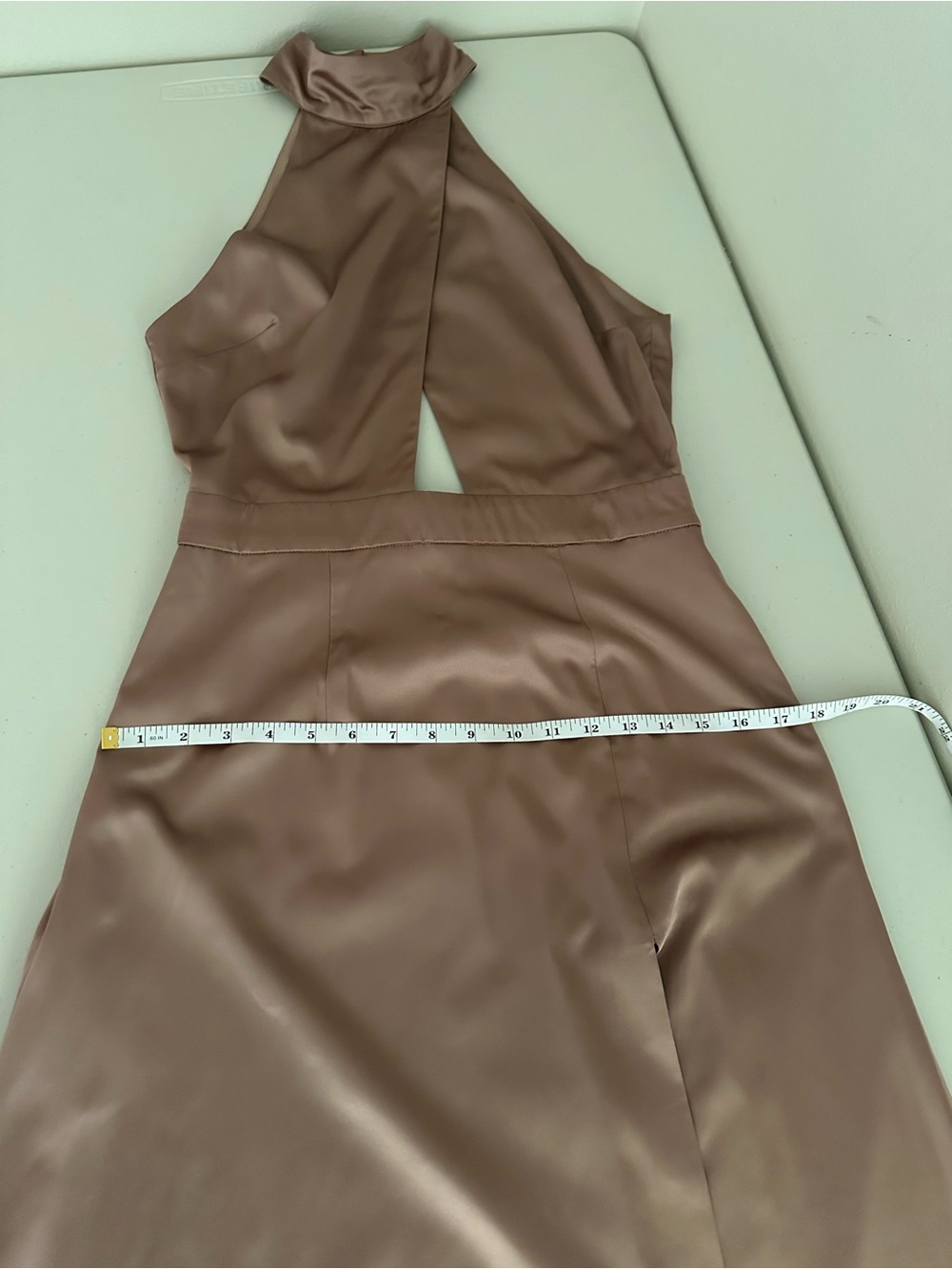 REVOLVE NBD Zendaya Gown Champagne Size Medium Satin Maxi Formal Wedding Guest - Picture 10 of 10